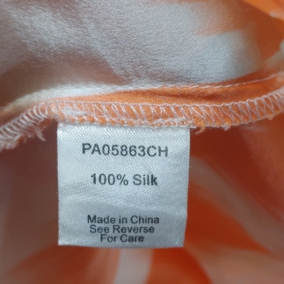 Taylor Orange Print Silk Dress Medium - Picture 9 of 13